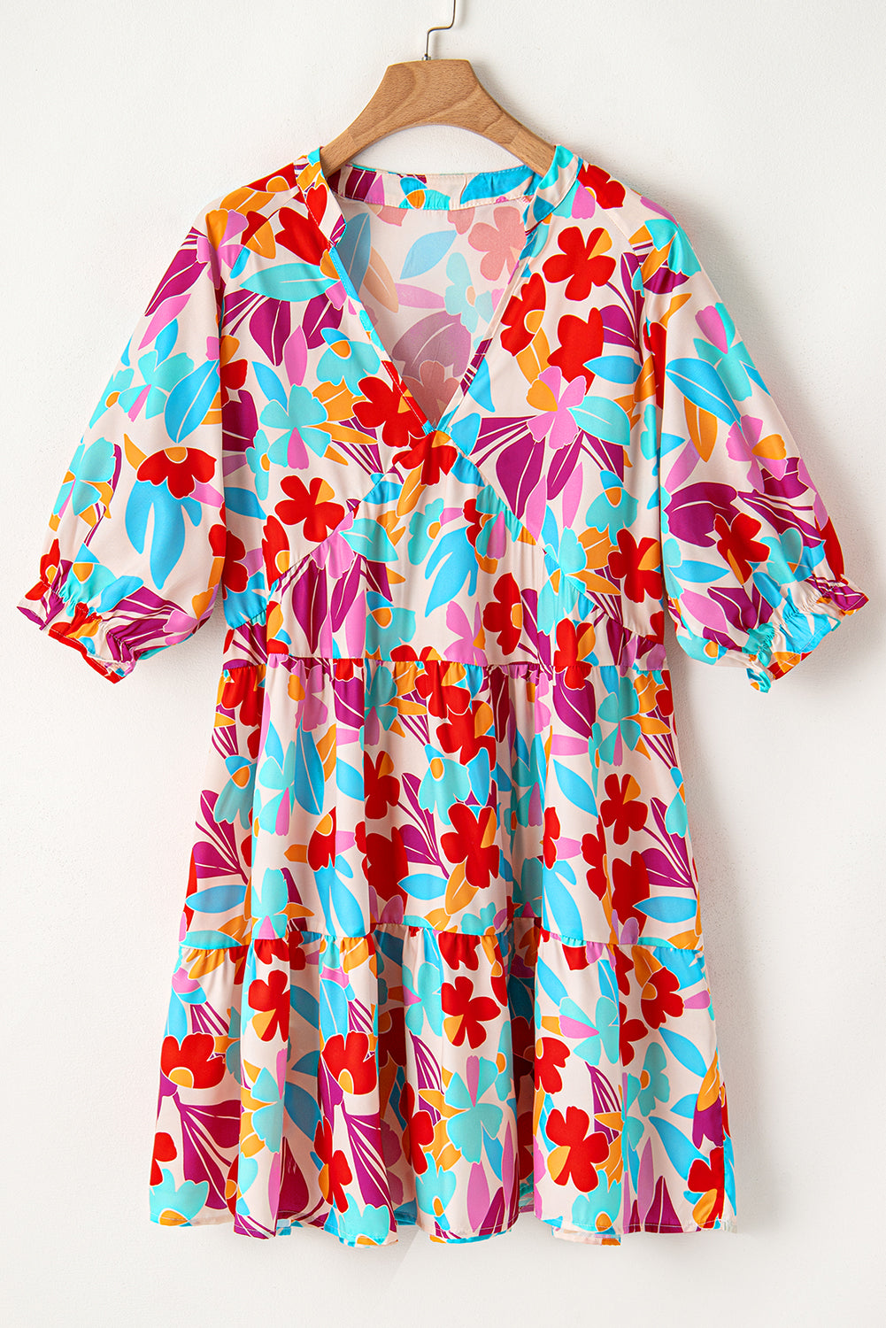 Floral Tiered V-Neck Dress Plus Size