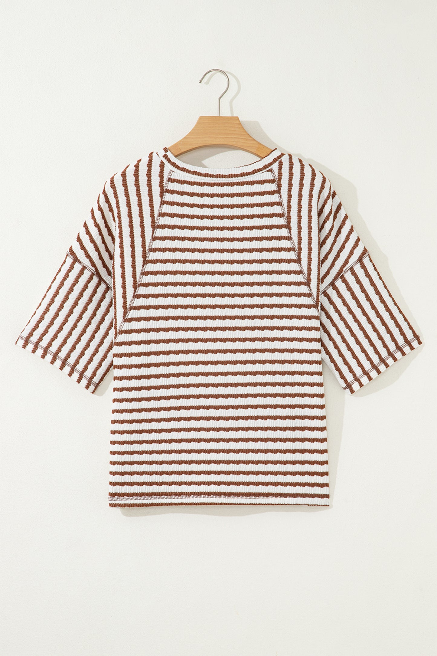 Stripe Textured Knit 3/4 Sleeve Top