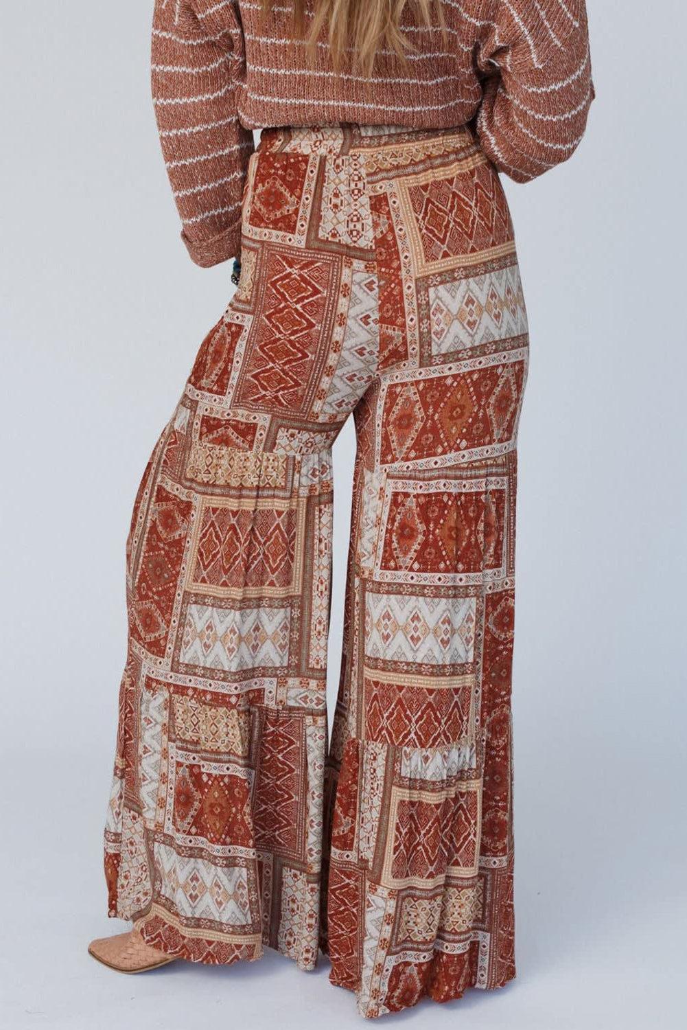 Boho Aztec Tiered Palazzo Pants