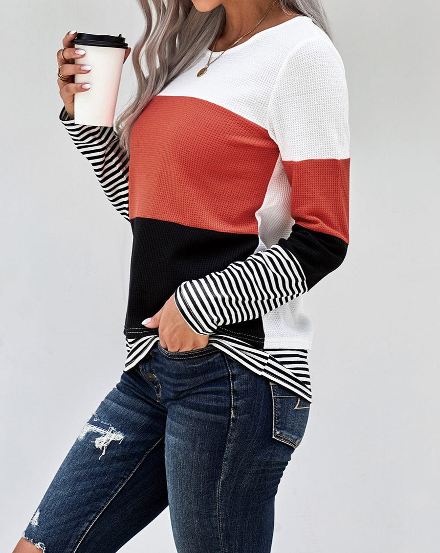 Colorblock Stripe Long Sleeve Top