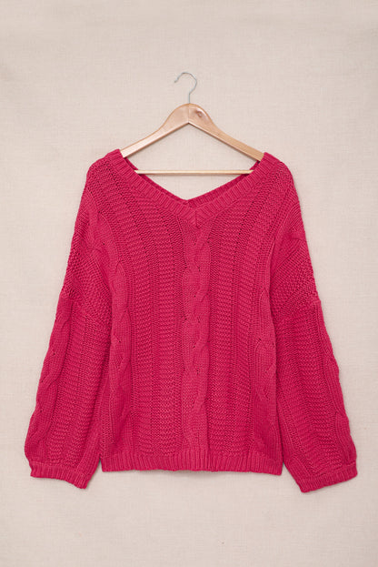 Cable Knit Puff Sleeve Sweater