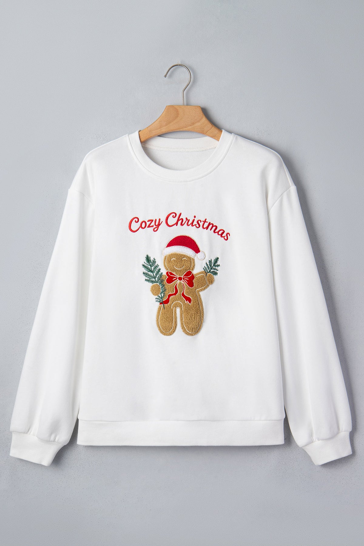 Cozy Christmas Gingerbread Embroidered Sweatshirt
