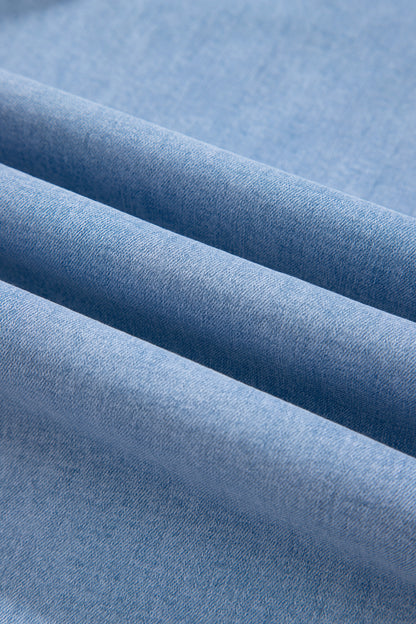 Solid Denim Square Patch Pocket Ankle Length Barrel Jeans