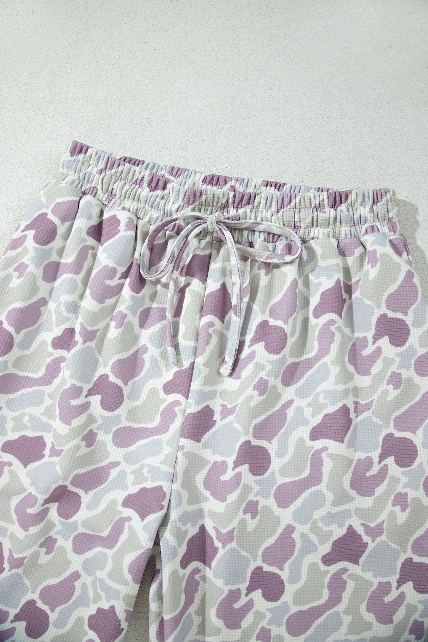 Camo Drawstring High Waist Wide Leg Pants