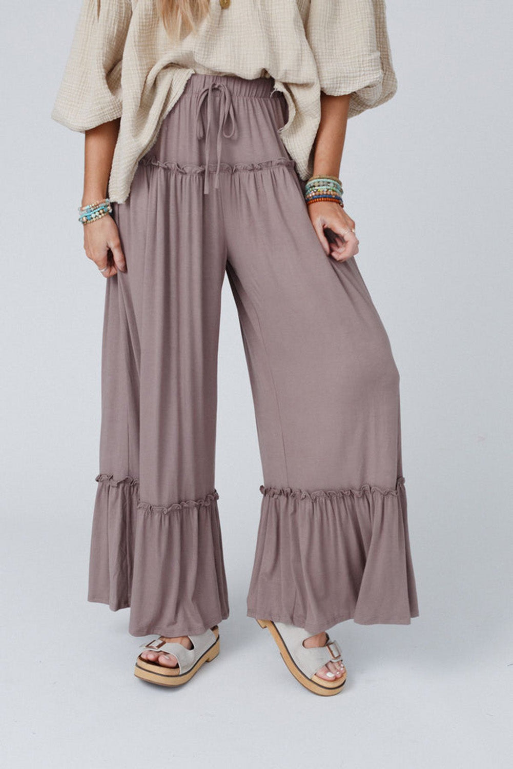 Frilled Wide Leg Pants