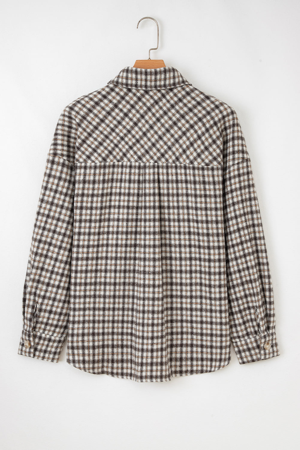 Plaid Corduroy Patchwork Pocketed Button-Up Shacket