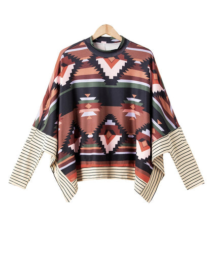 Aztec Stripe Mock Neck Top