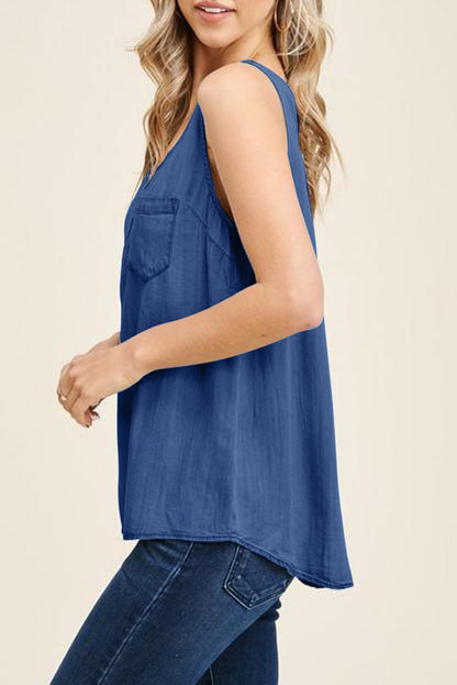 Denim Chest Pocket Tank Top