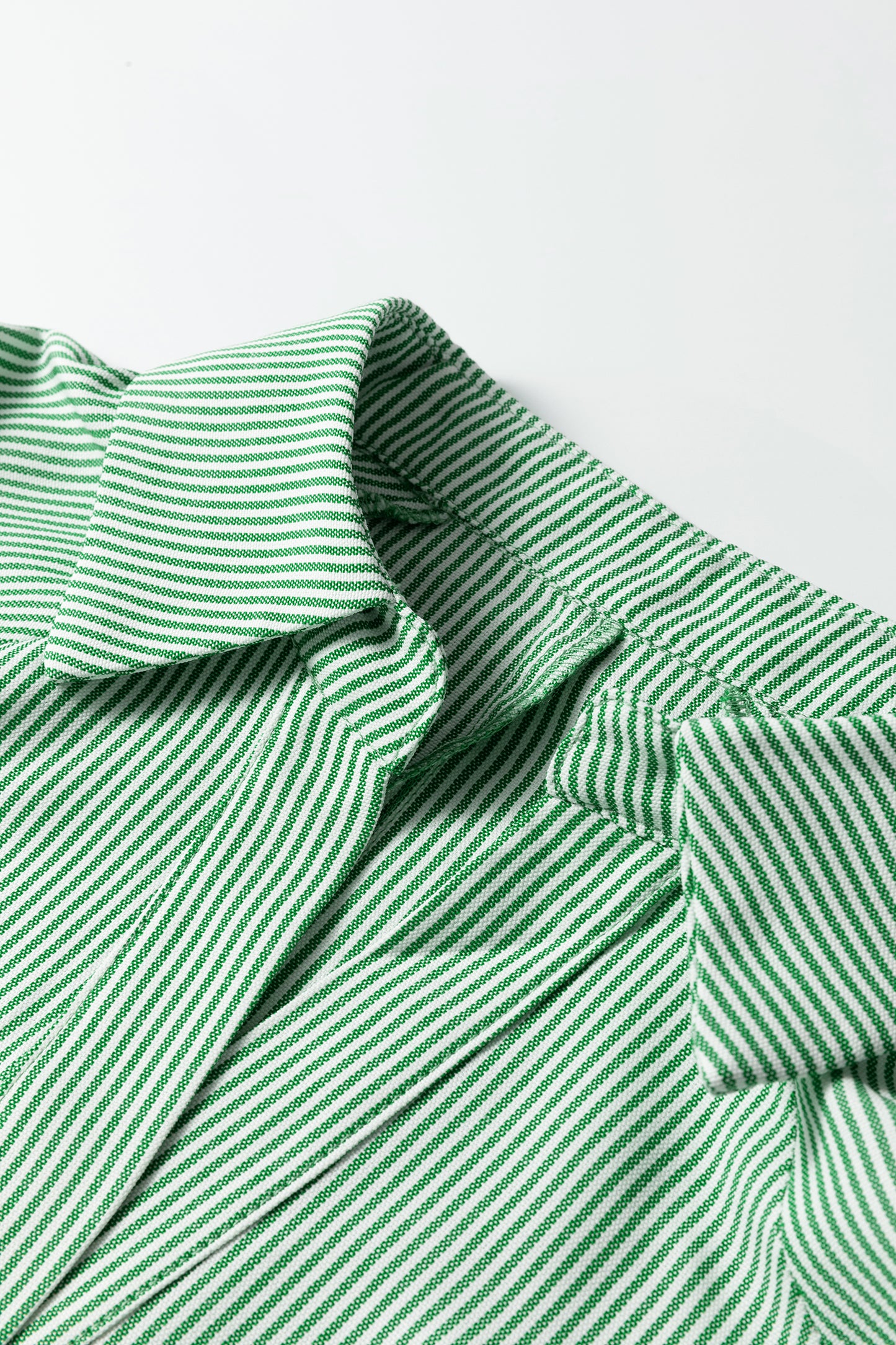 Stripe Tied Short Sleeve Collared Blouse