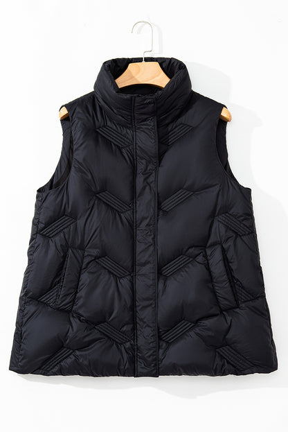 Quilted Sleeveless Zipped Jacket Vest