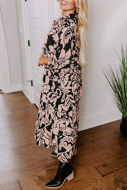 Plus Size Floral Collared Maxi Dress