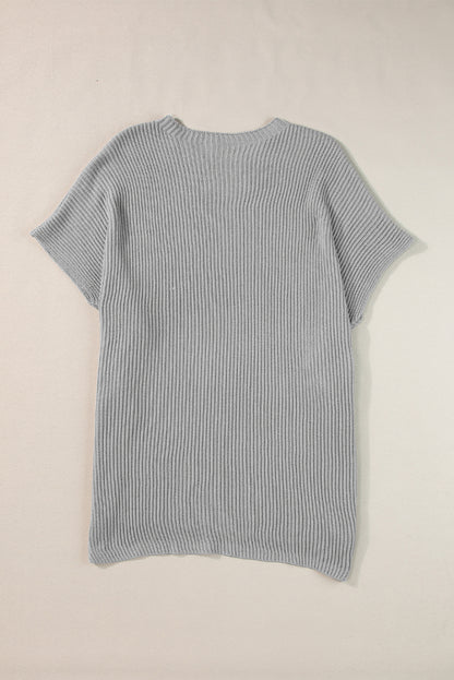 Short Sleeve Side Slit Sweater