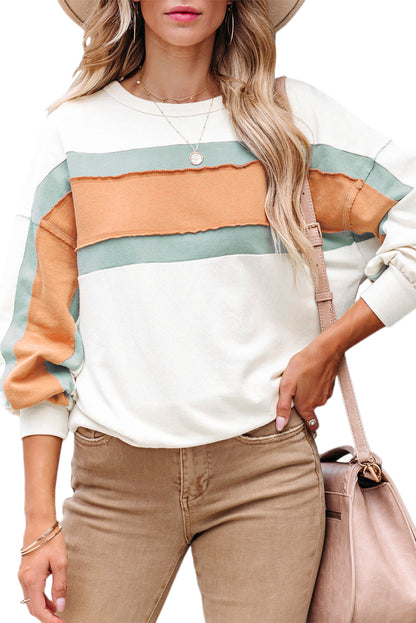 Colorblock Drop Sleeve Pullover Sweatshirt