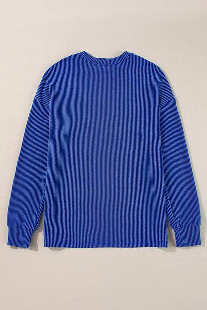 GAME DAY Textured Long Sleeve Crewneck Top