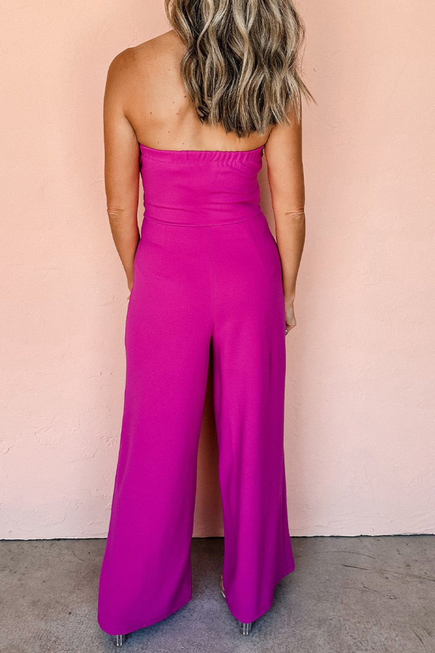 Bow Strapless Wide Leg Jumpsuit