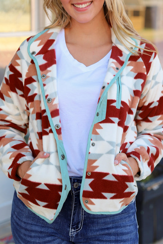 Aztec Fleece Snap Button Jacket