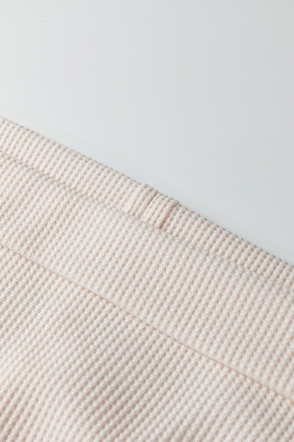 Solid Waffle Knit Asymmetric Neck Long Sleeve Top