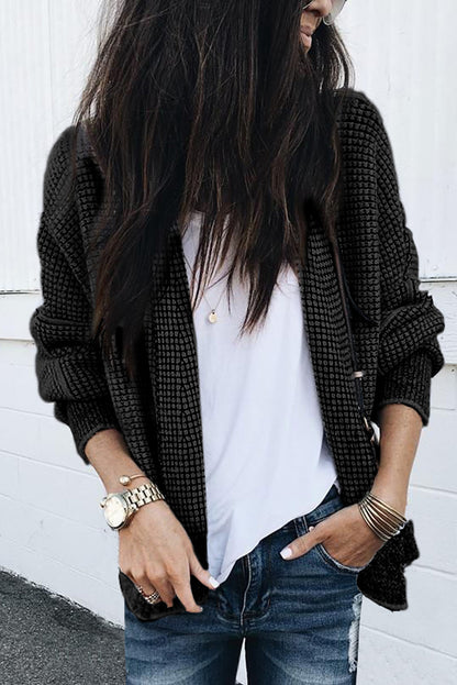 Checker Open Front Cardigan