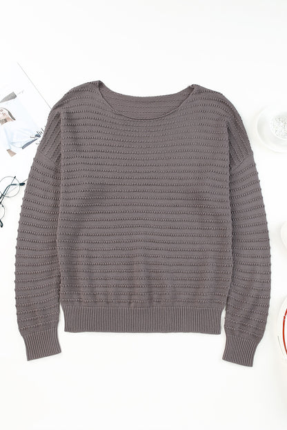 Textured Dolman Long Sleeve Sweater