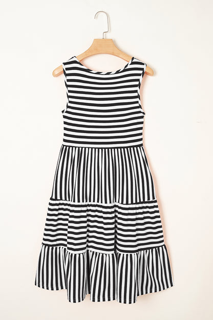 Stripe Scoop Neck Sleeveless Mini Dress
