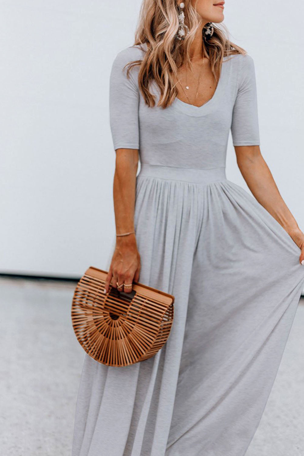 Short Sleeve Wide Leg Jumpsuit