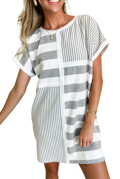 Stripe Short Sleeve Mini Dress