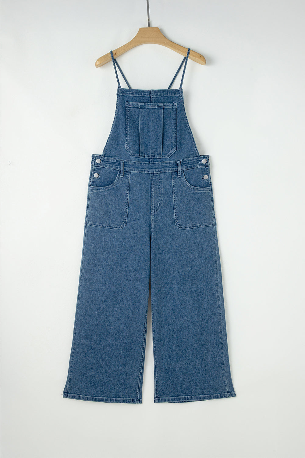 Denim Tie Straps Cropped Overalls