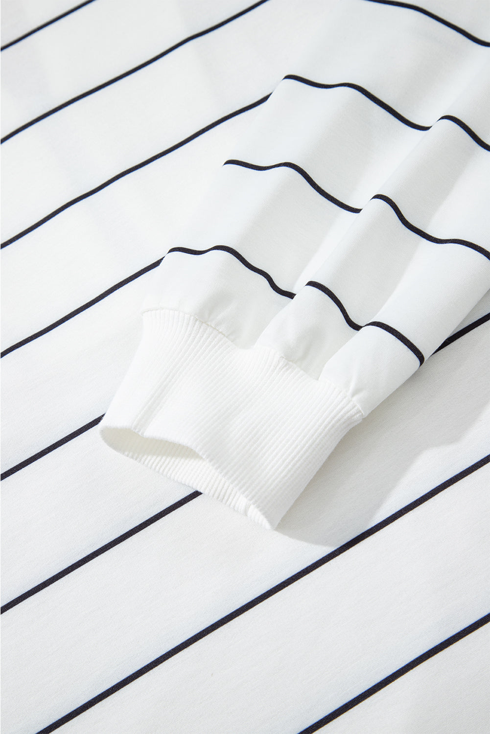 Stripe Zipped V-Neck Long Sleeve Top