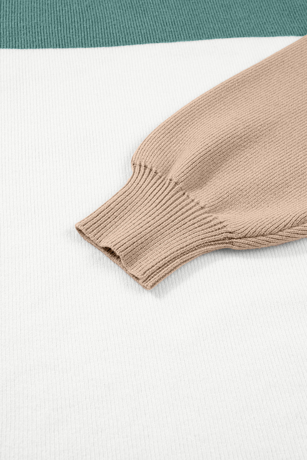 Colorblock Ribbed Knit Long Sleeve Sweater