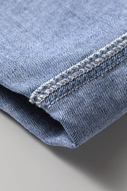 Denim Turn-Up Cuffs Wide Leg Jeans