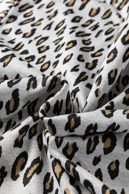 Beige Leopard Print Casual Tee and Pants 2pcs Outfit