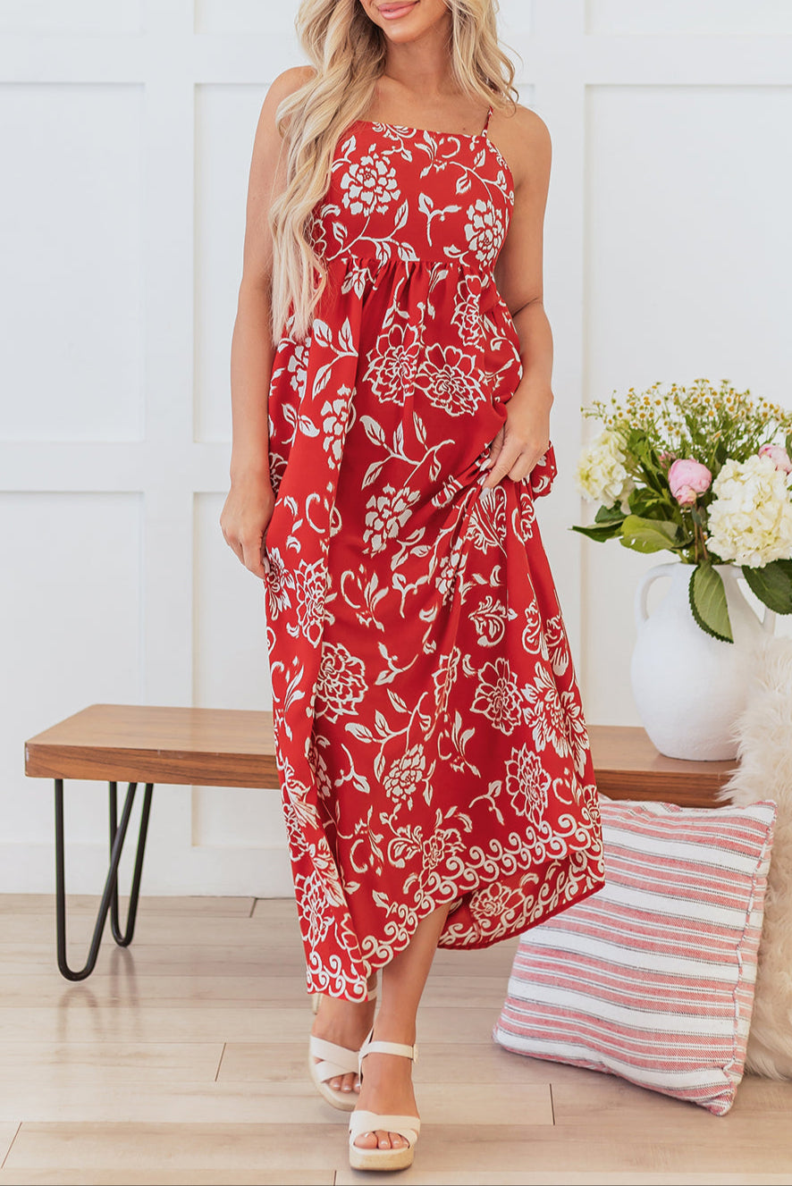 Floral Spaghetti Strap Maxi Dress