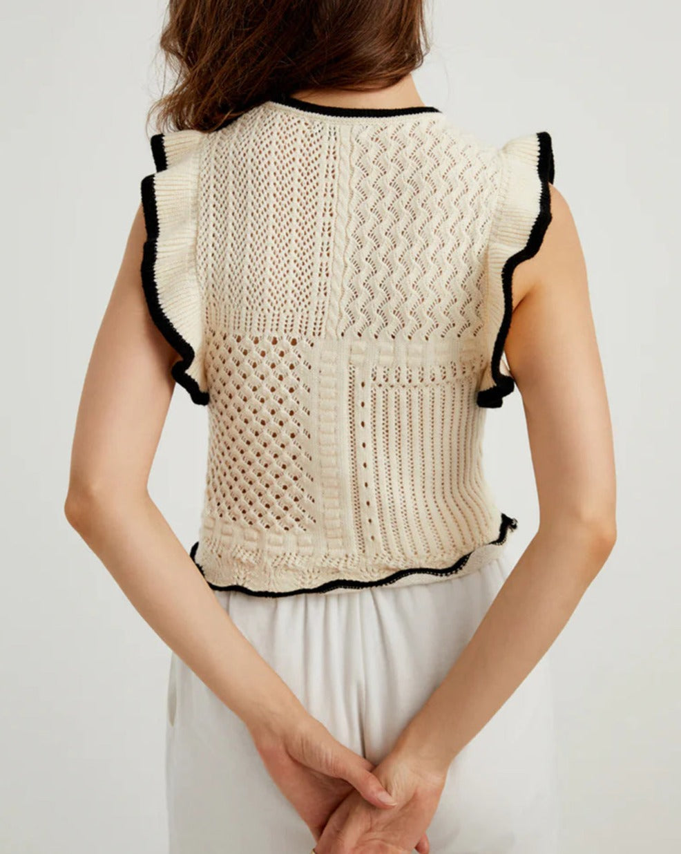 Crochet Eyelet Ruffle Tank Top