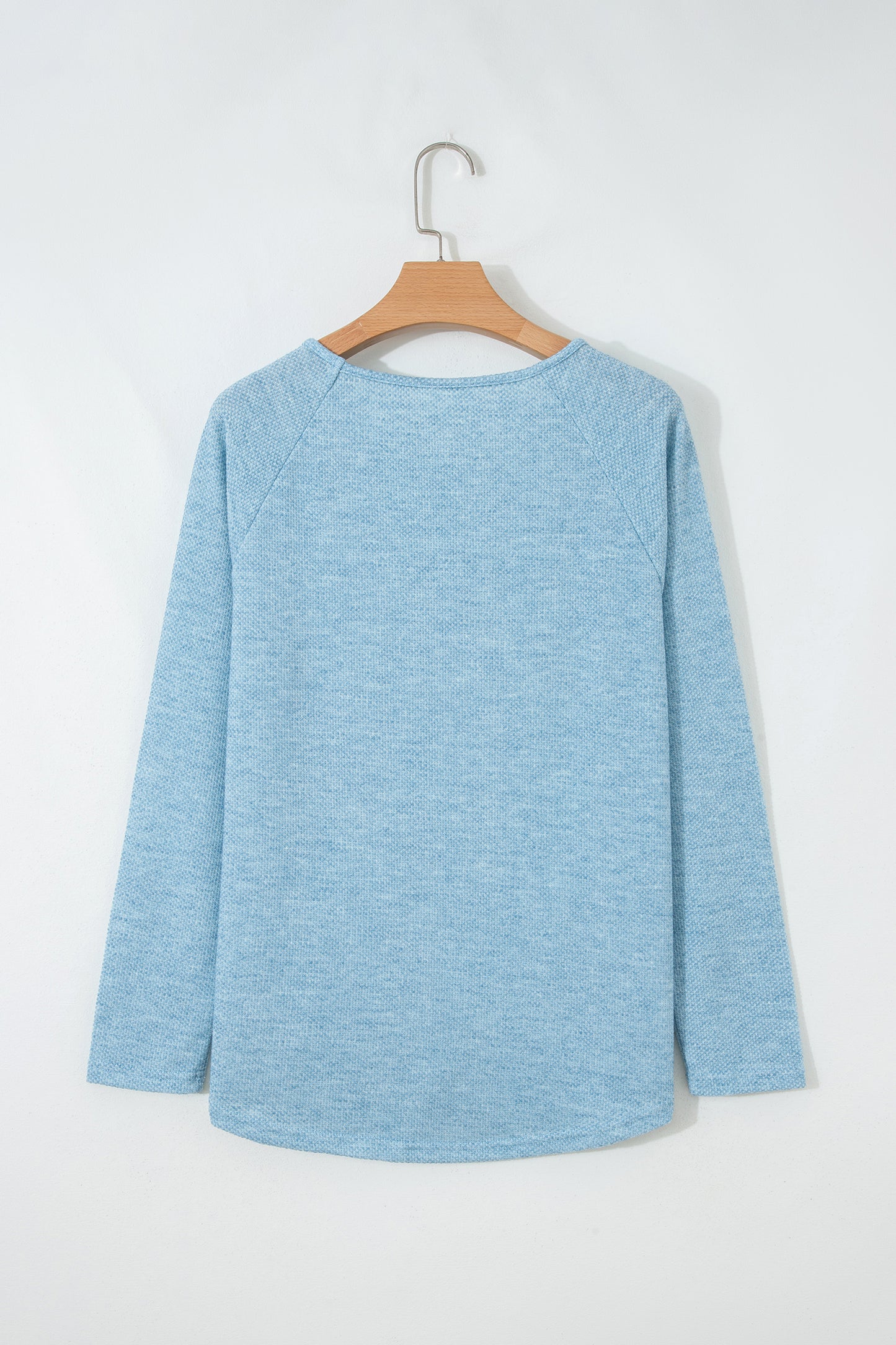 Solid Textured Knit Raglan Long Sleeve Top