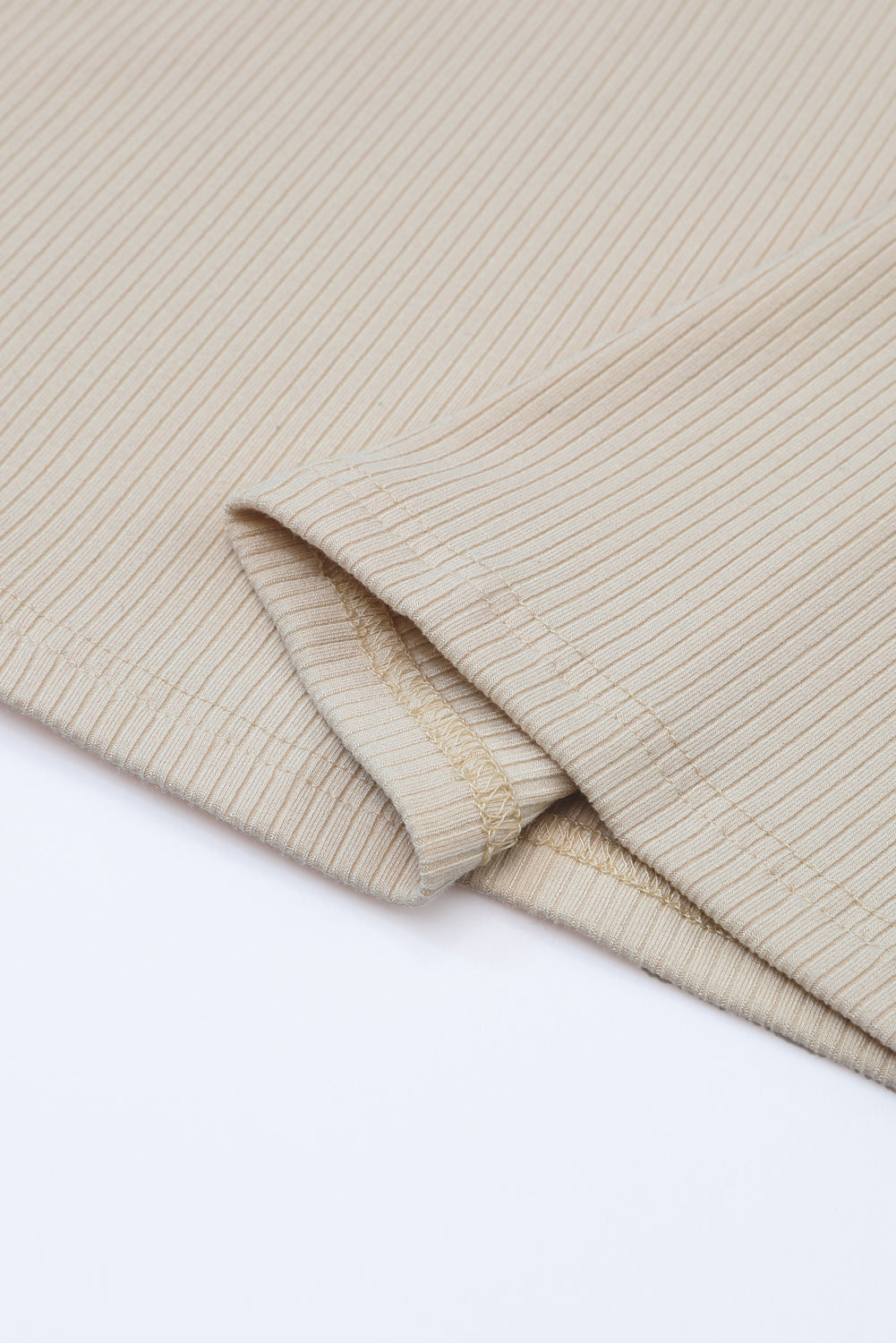 Stripe Ribbed Mesh Long Sleeve Crewneck Top