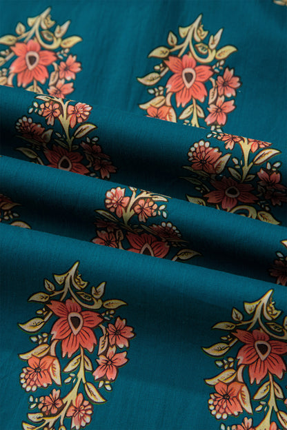 Plus Size Floral Lace Trim Pleated Buttoned Shirt