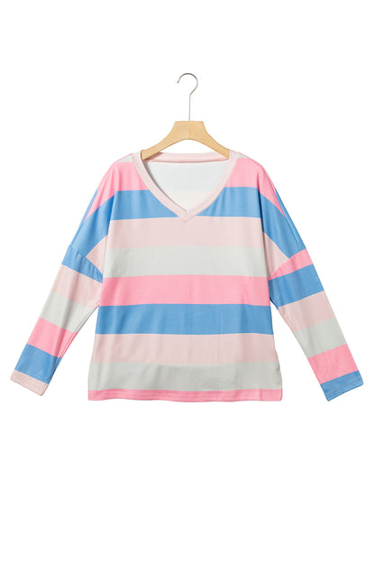 Stripe Long Sleeve V-Neck Top