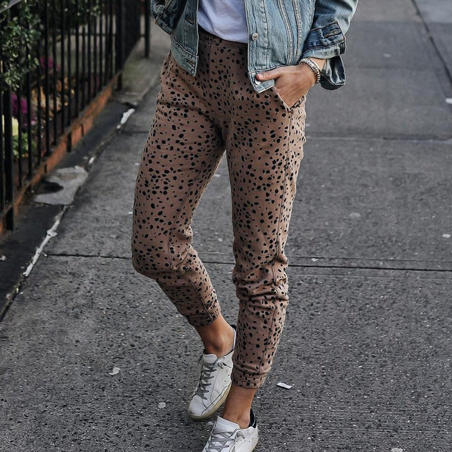 Leopard Pocketed Skinny Jogger Pants