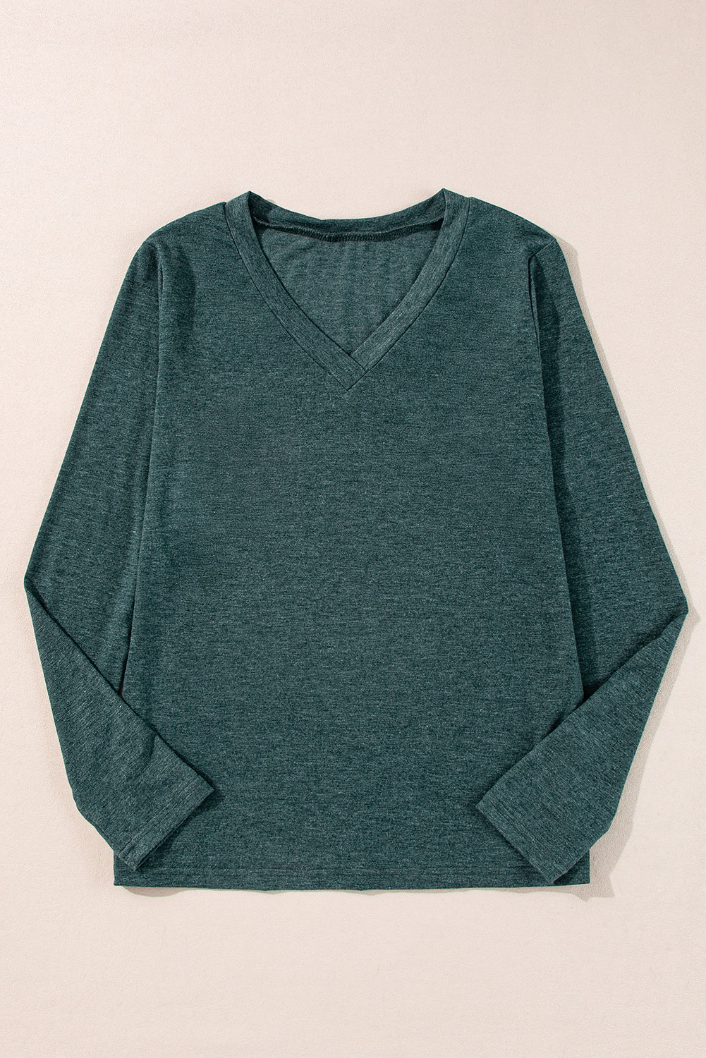 Solid Long Sleeve V-Neck Top