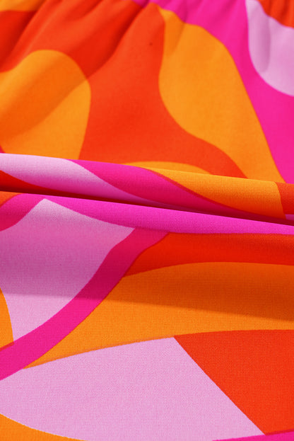 Abstract Knotted Shoulder High-Waist Maxi Dress