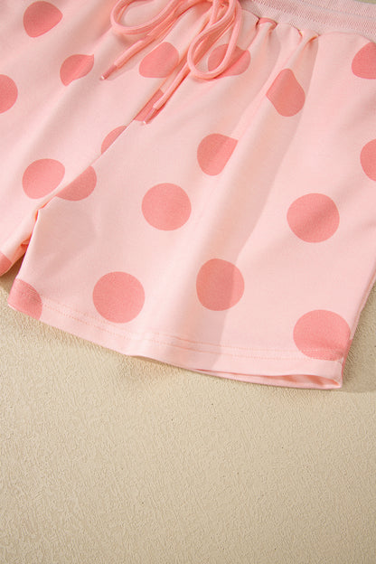 Polka Dot Pullover and Drawstring Shorts Set
