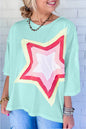 Colorblock Star Patch Tunic Top Plus Size