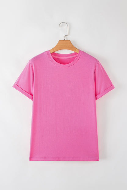 Solid Short Sleeve Crew Neck Tee