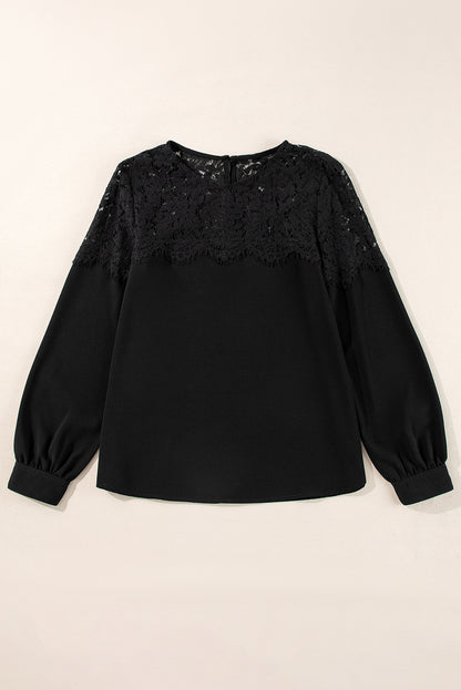 Lace Crochet Long Sleeve Top