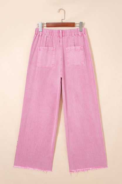 Studded Side Split Hem Wide Leg Jeans