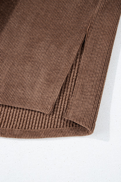 Solid Corduroy Button-Up Pocketed Shacket