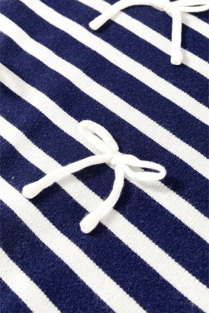 Stripe Bow Sleeveless Sweater Top