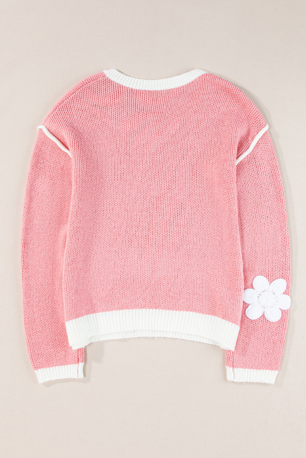 Floral V-Neck Drop Shoulder Sweater