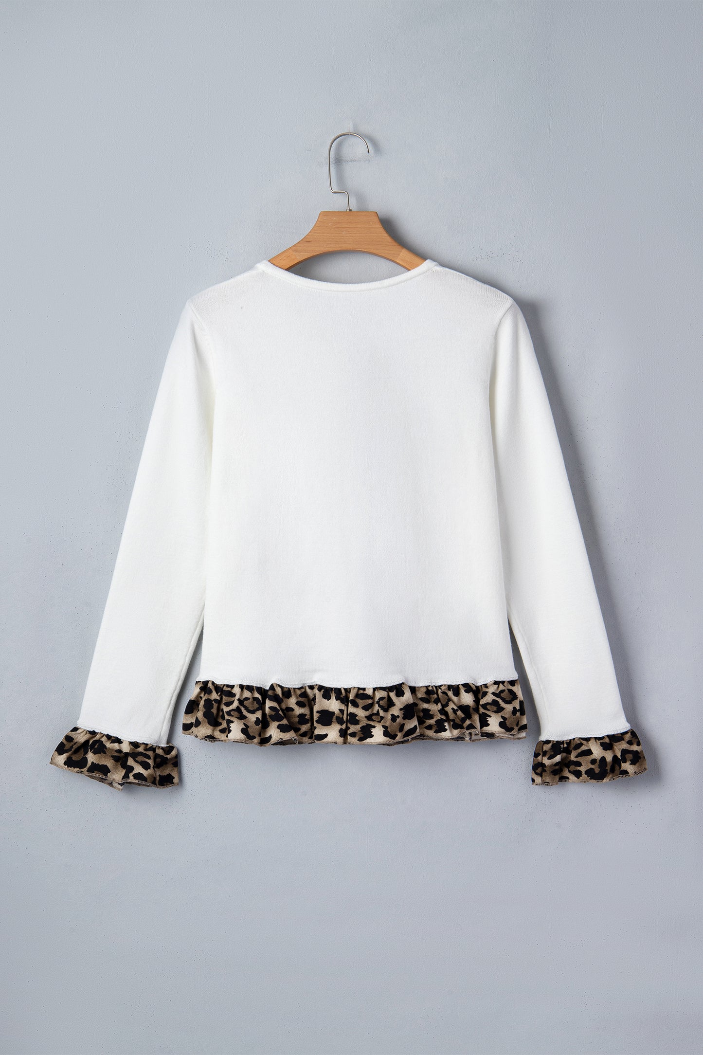 Leopard Ruffle Patchwork Button Up Cropped Cardigan