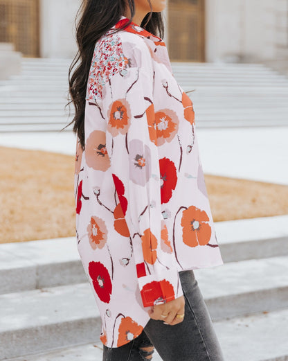 Floral Patchwork Buttoned Shirt